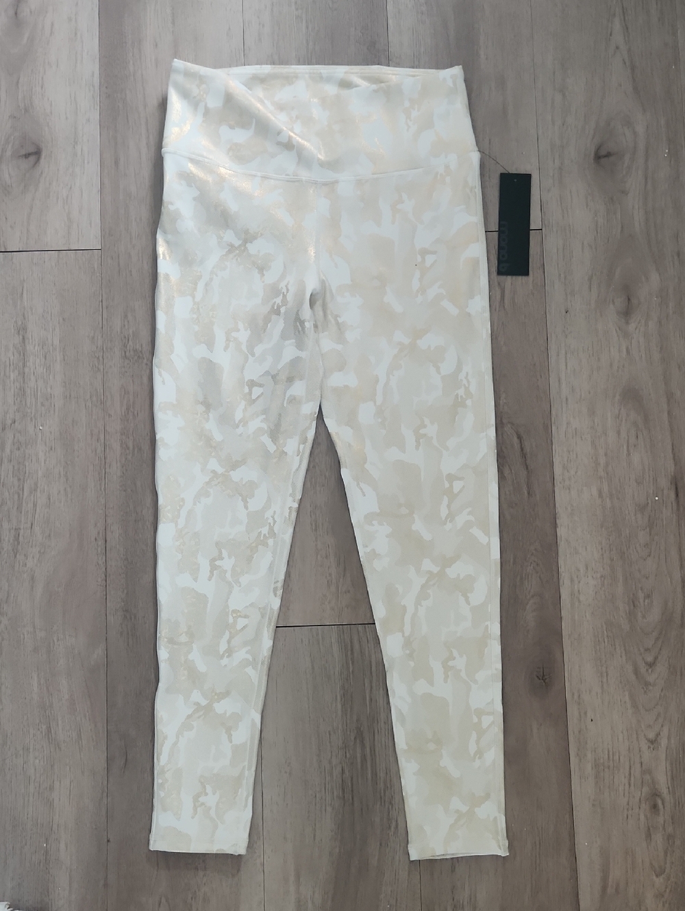 Mono B White Camo Leggings with Gold Metallic Foil Accents